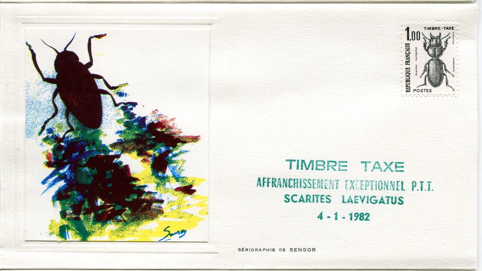 ESSAIE SERIGRAPHIE DE SENSOR PREMIER JOUR 1981 TIMBRE TAXE 121459031277