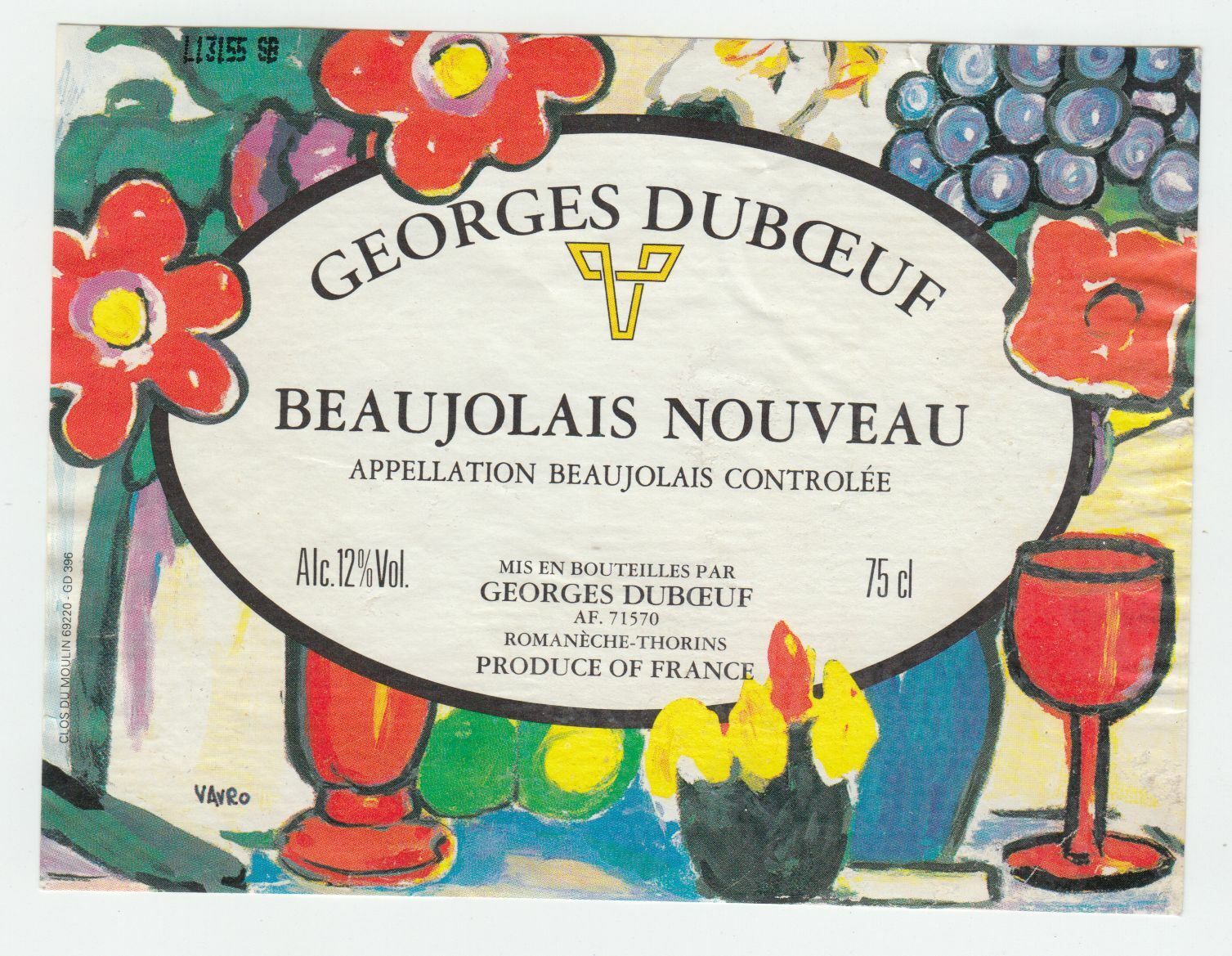 ETIQUETTE DE VIN BEAUJOLAIS NOUVEAU GEORGES DUBOEUF 124576538617