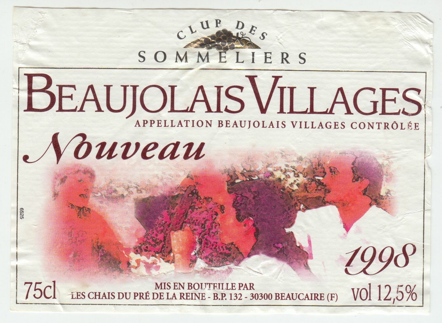 ETIQUETTE DE VIN BEAUJOLAIS VILLAGES NOUVEAU 1998 402695573007