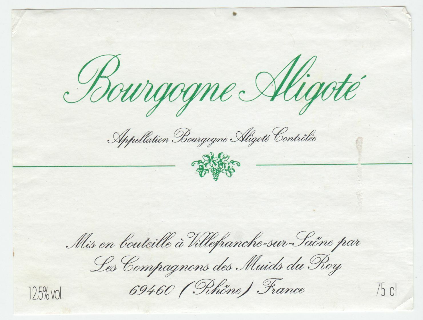 ETIQUETTE DE VIN BOURGOGNE ALIGOTE LES COMPAGNONS DES MUIDS DU ROY 124555697077