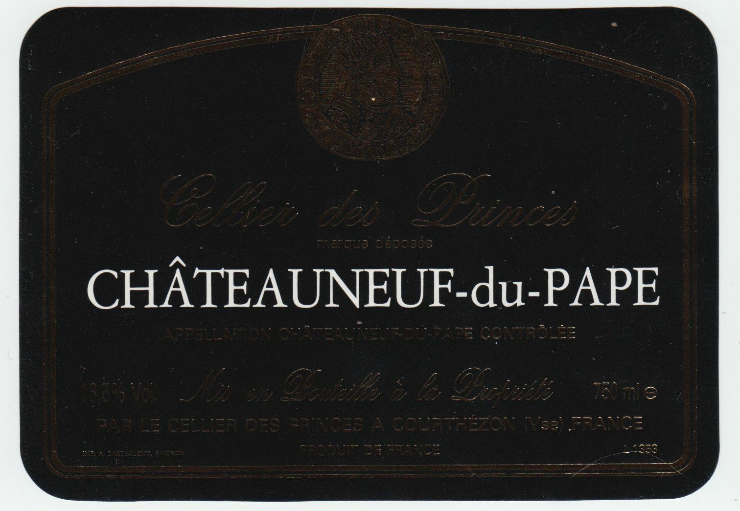 ETIQUETTE DE VIN CHATEAUNEUF DU PAPE CELLIER DES PRINCES 402582999397