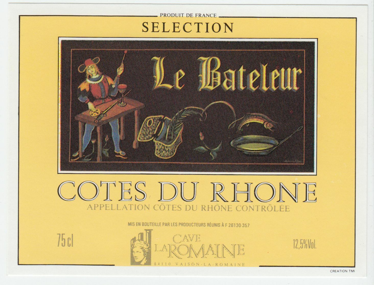 ETIQUETTE DE VIN COTES DU RHONE LE BATELEUR 402581823737