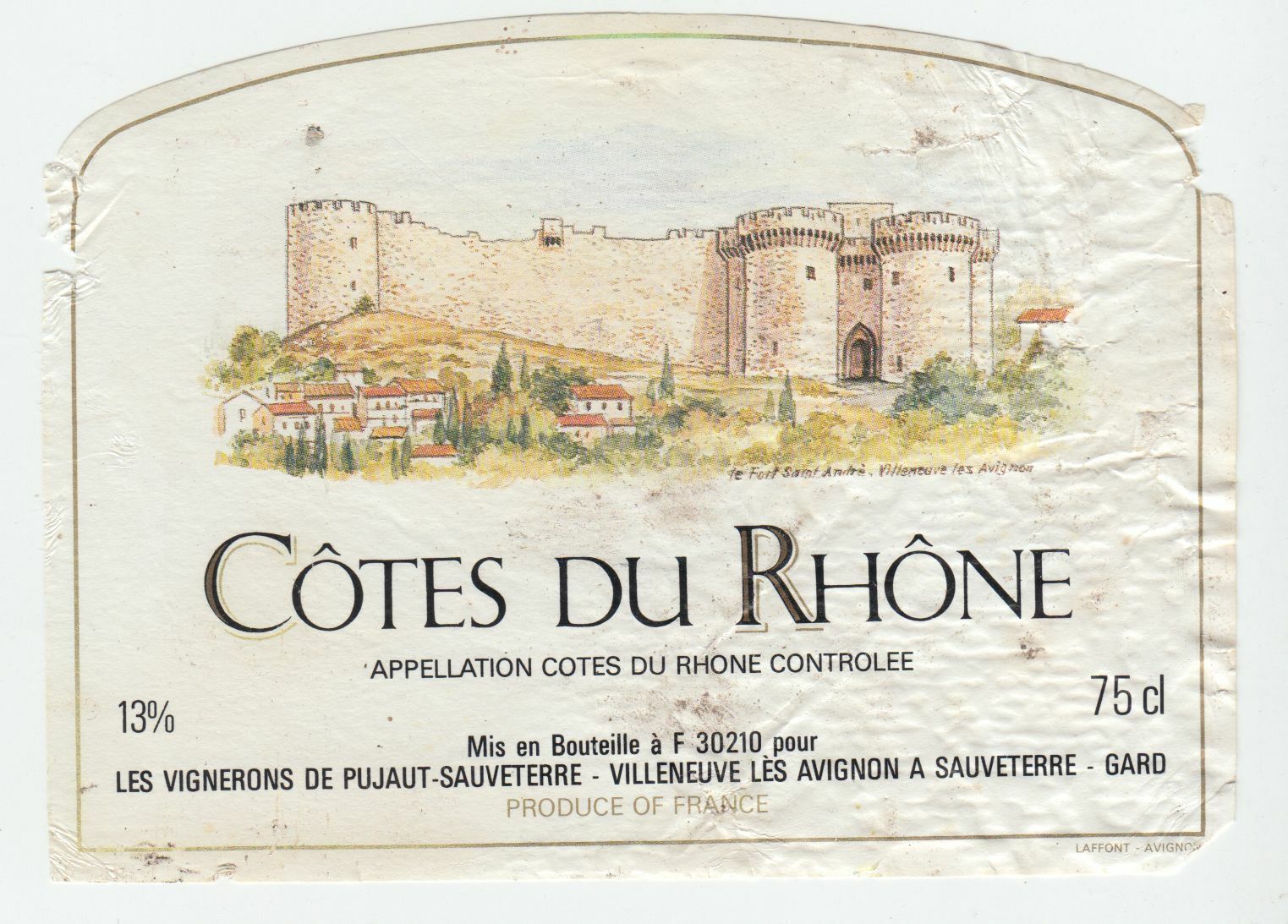 ETIQUETTE DE VIN COTES DU RHONE PUJAUT SAUVETERRE 124461944667