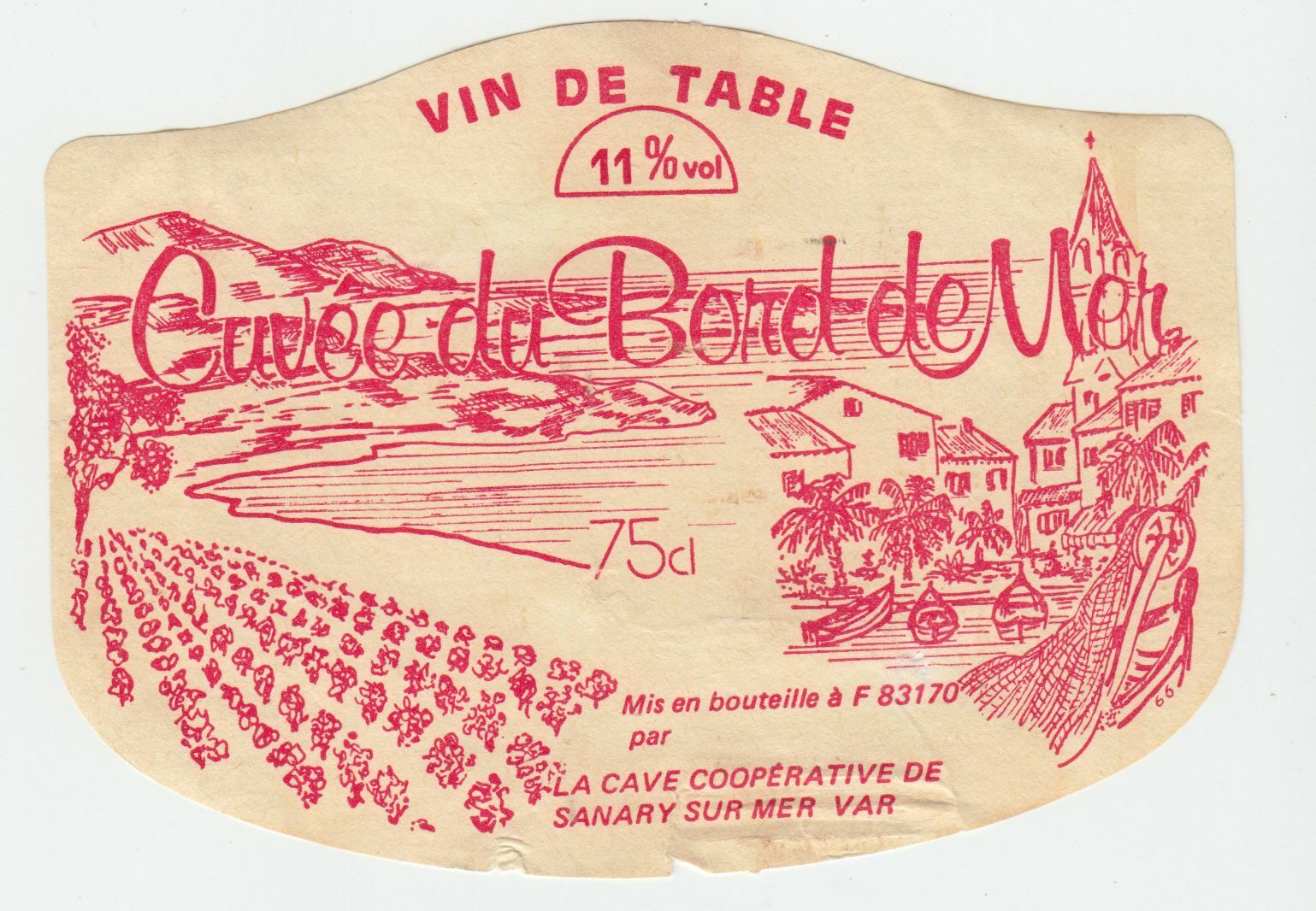 ETIQUETTE DE VIN CUVEE DU BORD DE MER SANARY SUR MER VAR 402553005737