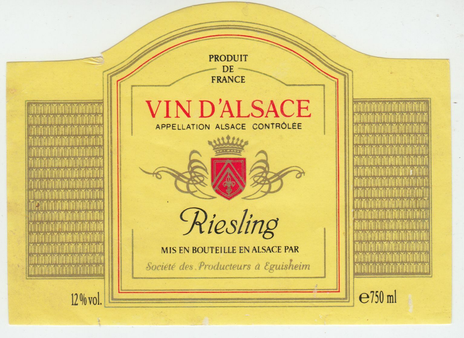 ETIQUETTE DE VIN D ALSACE RIESLING 124511869357