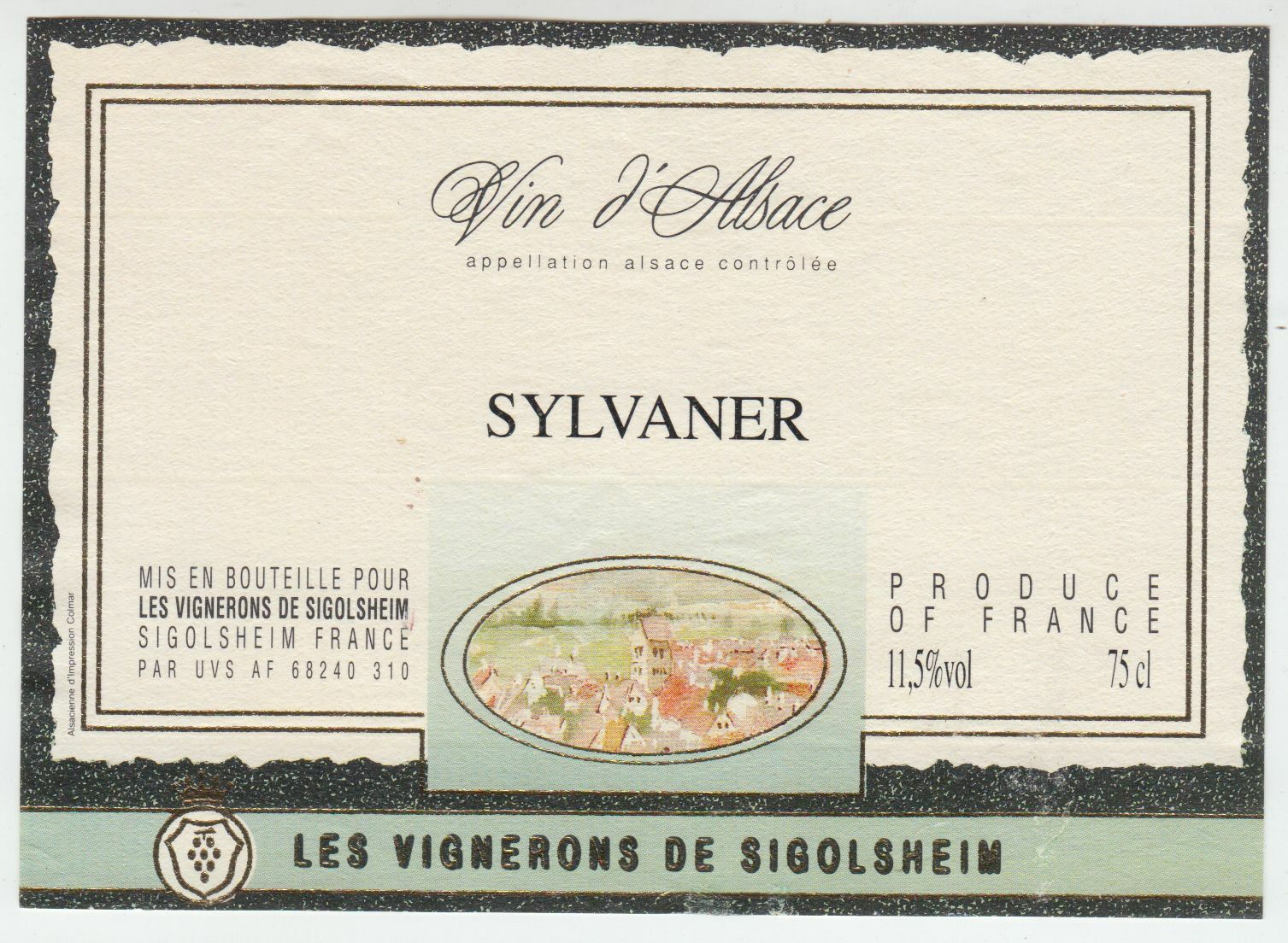 ETIQUETTE DE VIN D ALSACE SYLVANER 402631696677