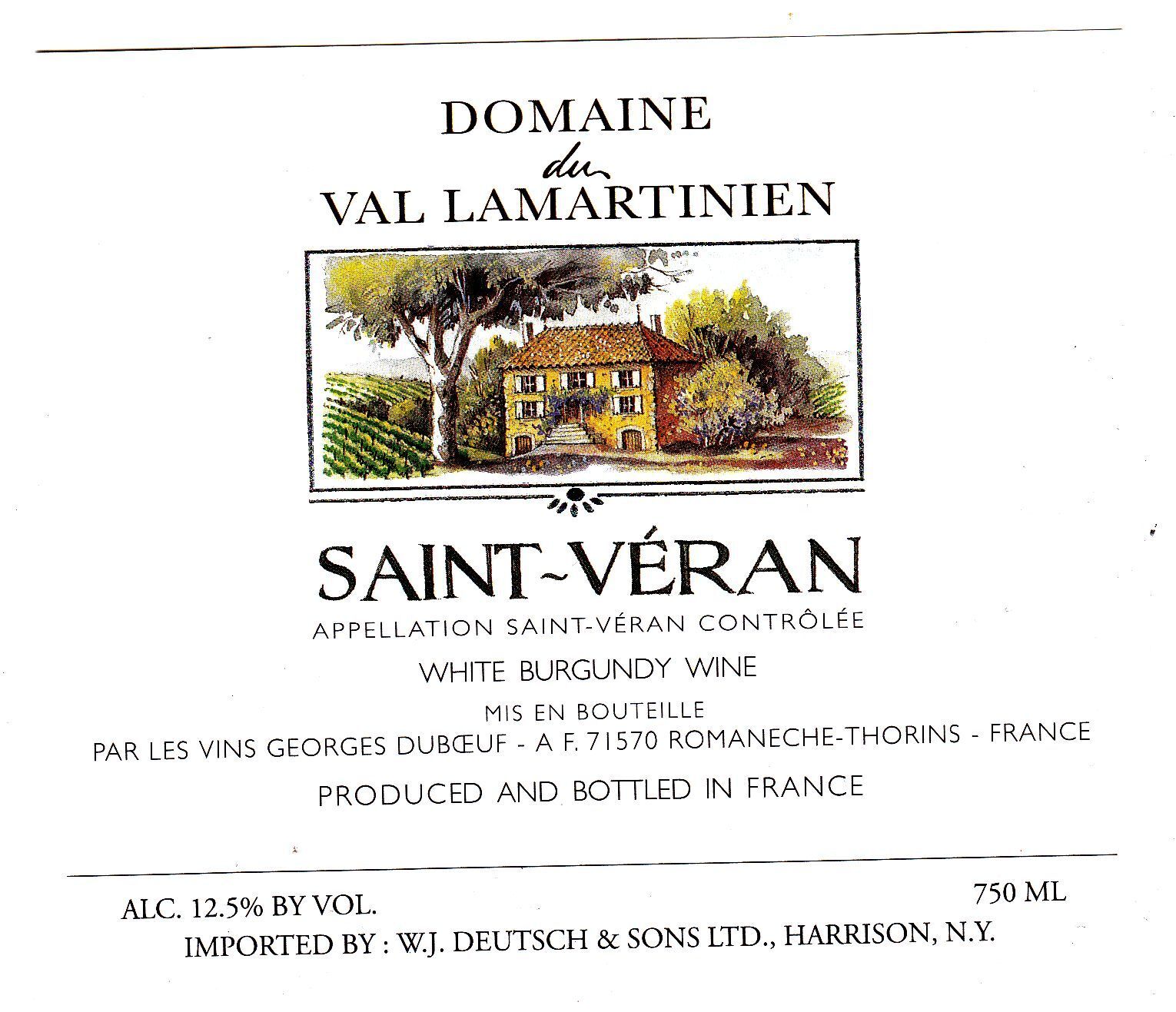 ETIQUETTE DE VIN DE FRANCE SAINT VERAN DOMAINE DU VAL LAMARTINIEN 121806291307