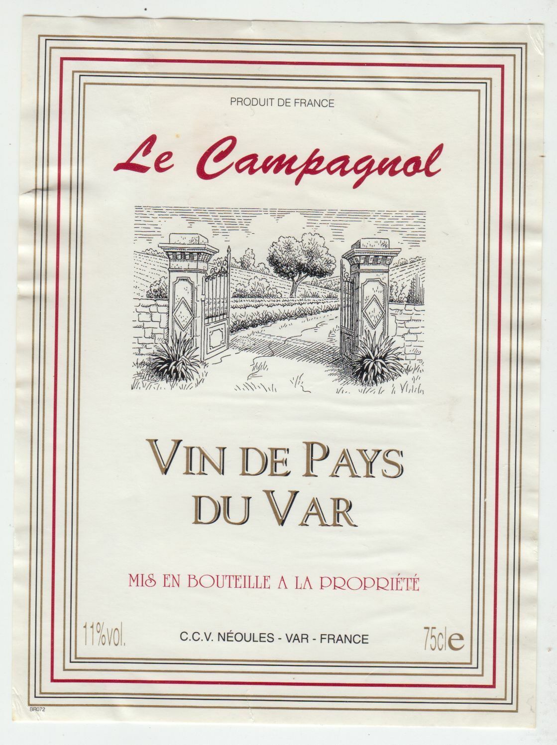 ETIQUETTE DE VIN DE PAYS DU VAR LE CAMPAGNOL 402687606167