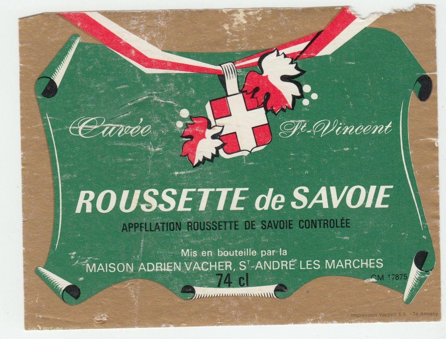 ETIQUETTE DE VIN DE SAVOIE ROUSETTE DE SAVOIE CUVEE ST VINCENT 124511870247