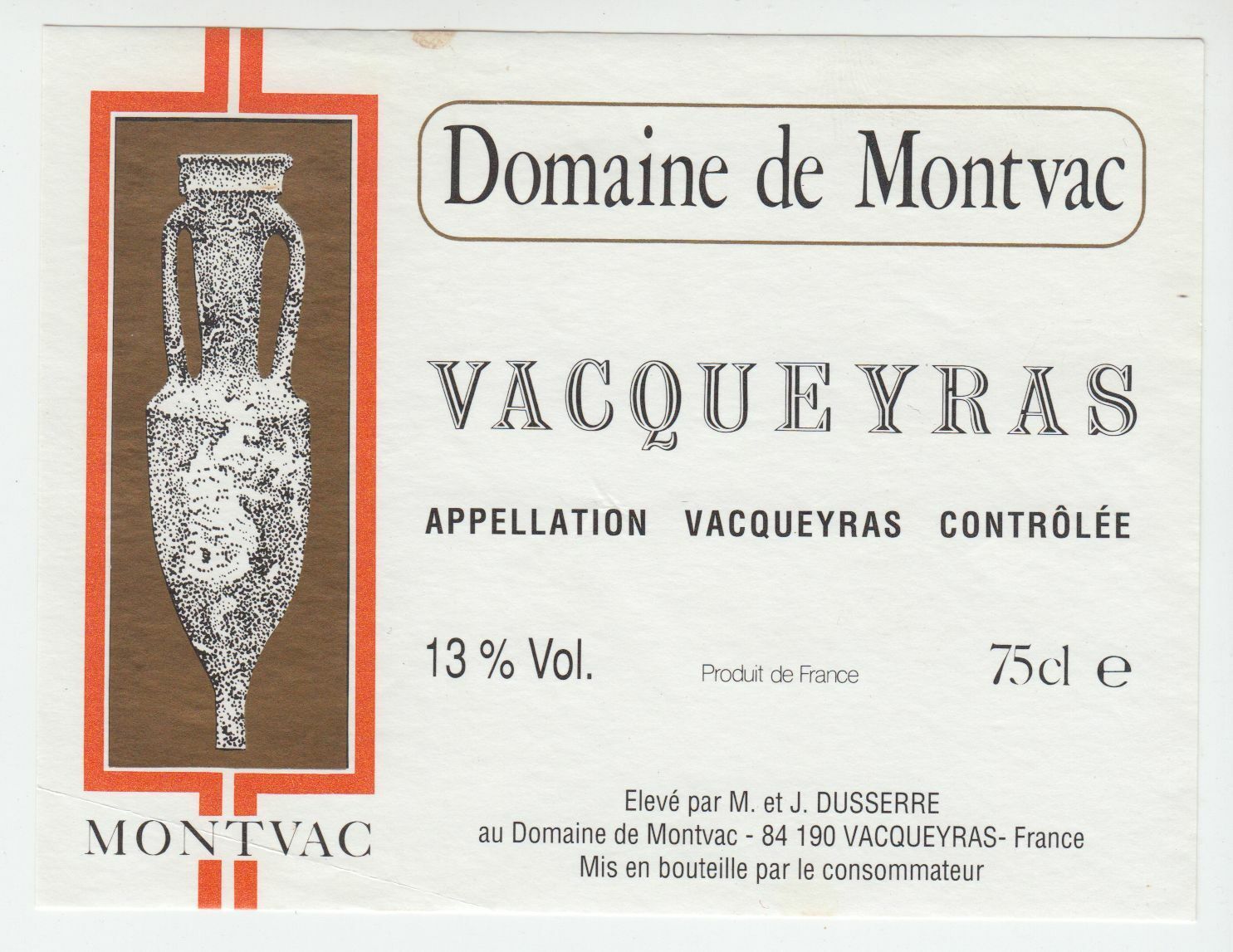 ETIQUETTE DE VIN DOMAINE DE MONTVAC VACQUEYRAS 124461947787