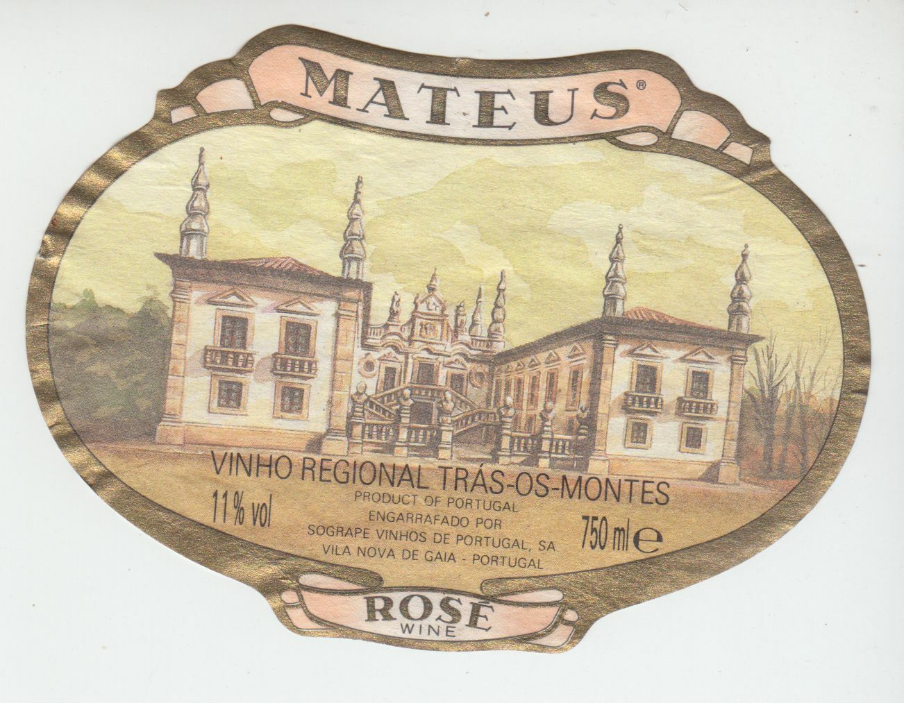 ETIQUETTE DE VIN MATEUS VINHO REGIONAL TRAS OS MONTES VILA NOVA DE GAJA PORTUGAL 124438225777