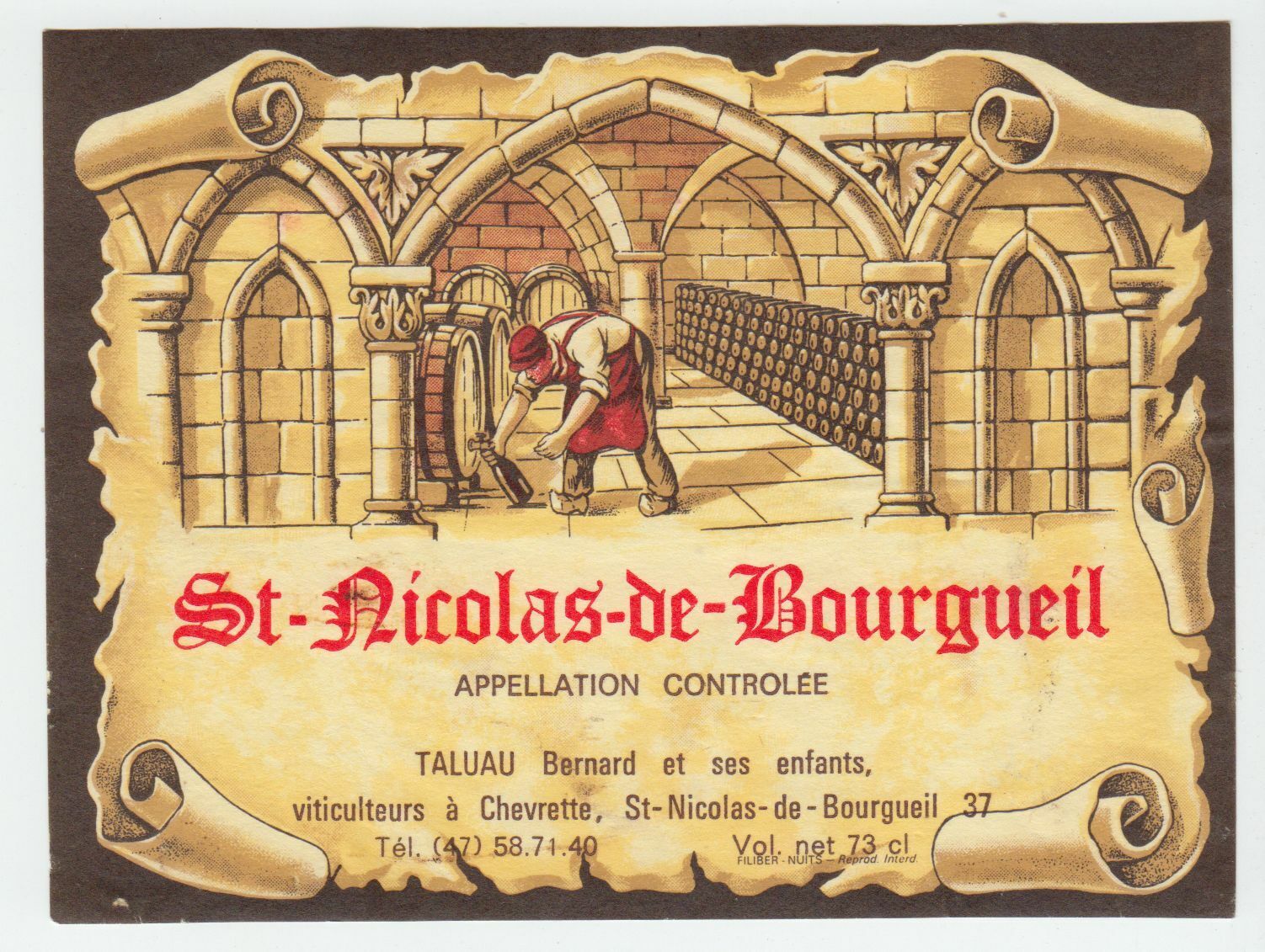 ETIQUETTE DE VIN SAINT NICOLAS DE BOURGUEIL TALUAU BERNARD ET SES ENFANTS 124511871047