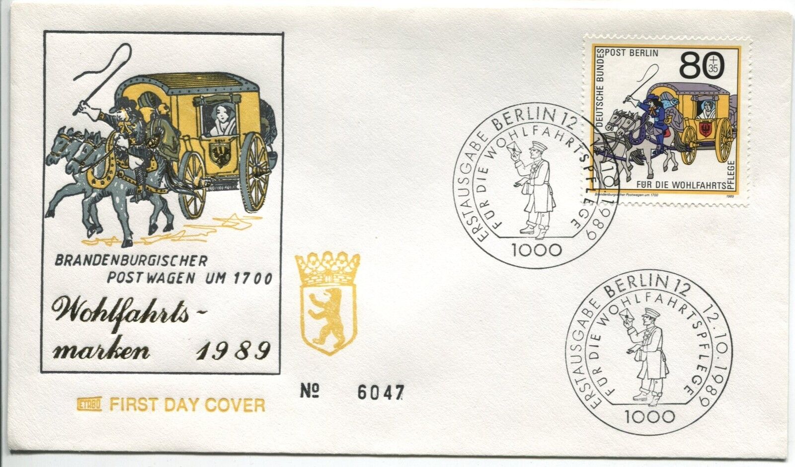 FDC BERLIN 12101989 THEME CHEVEAUX CALECHE 120874942577