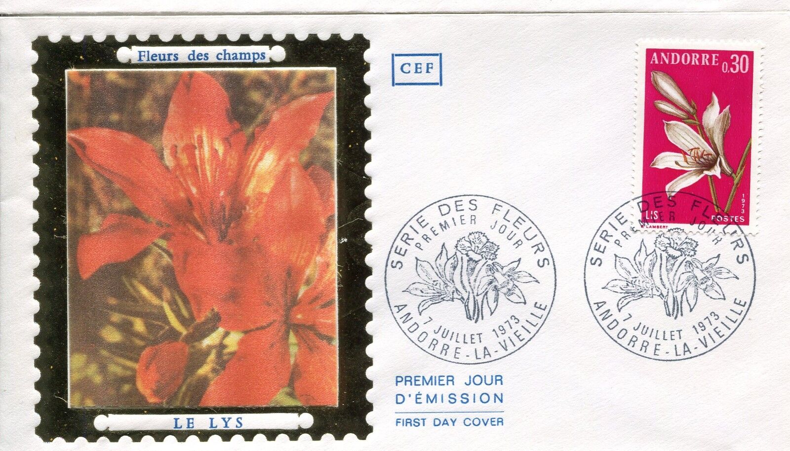 FDC PREMIER JOUR ANDORRE 1973 TIMBRE N 229 FLORE LIS 121463353537