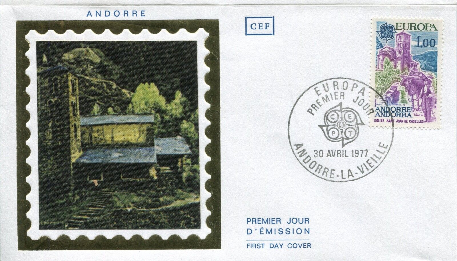 FDC PREMIER JOUR ANDORRE 1977 TIMBRE N 261 CHAPELLE SAINT JEAN DE CASELLES 121462950747