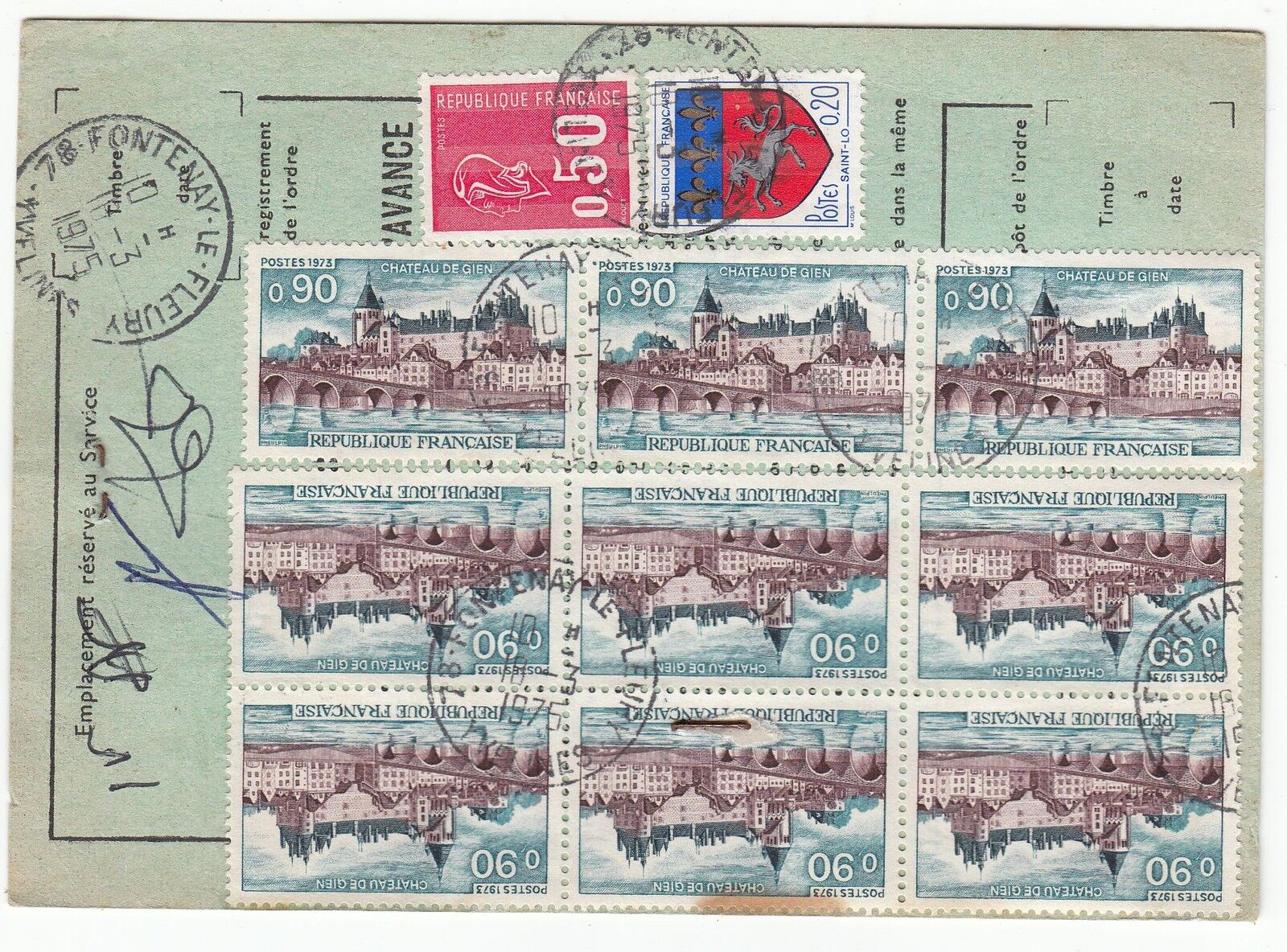 FRANCE TIMBRE ORDRE DE REEXPEDITION FONTENAY LE FLEURY POUR MARSEILLE 1976 401075249887