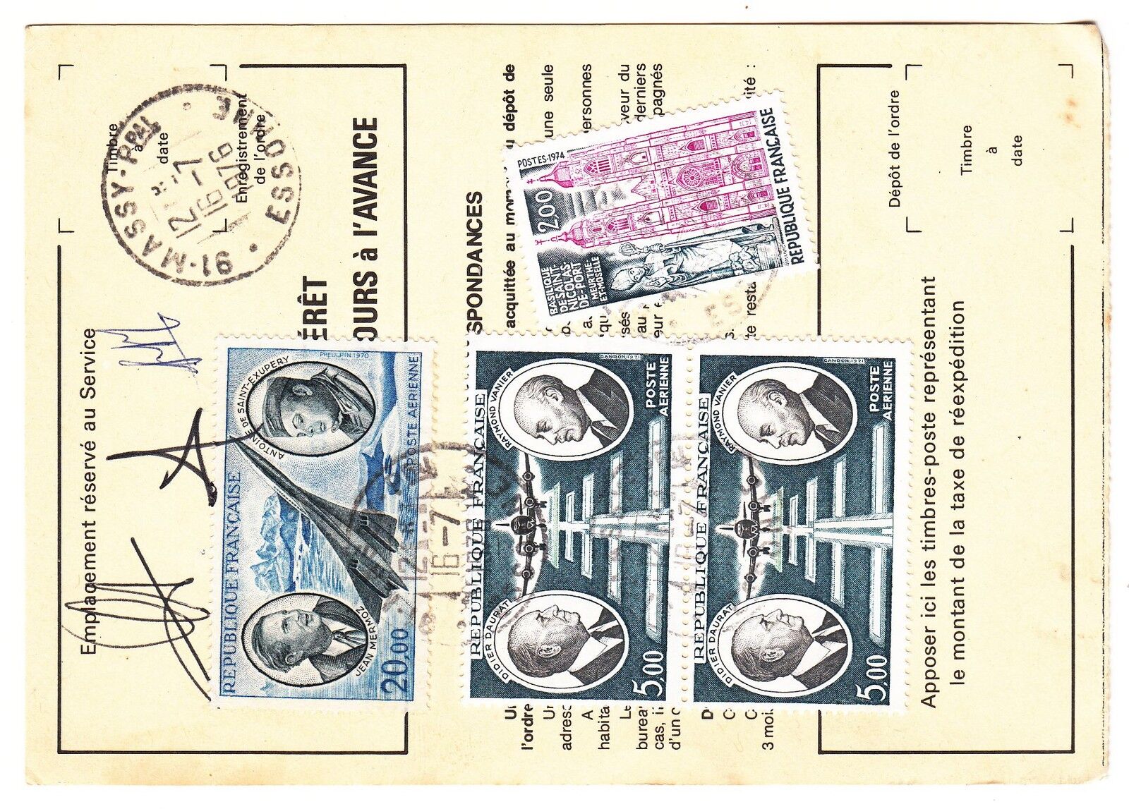 FRANCE TIMBRE ORDRE DE REEXPEDITION MASSY POUR FLERS 1976 401076078927