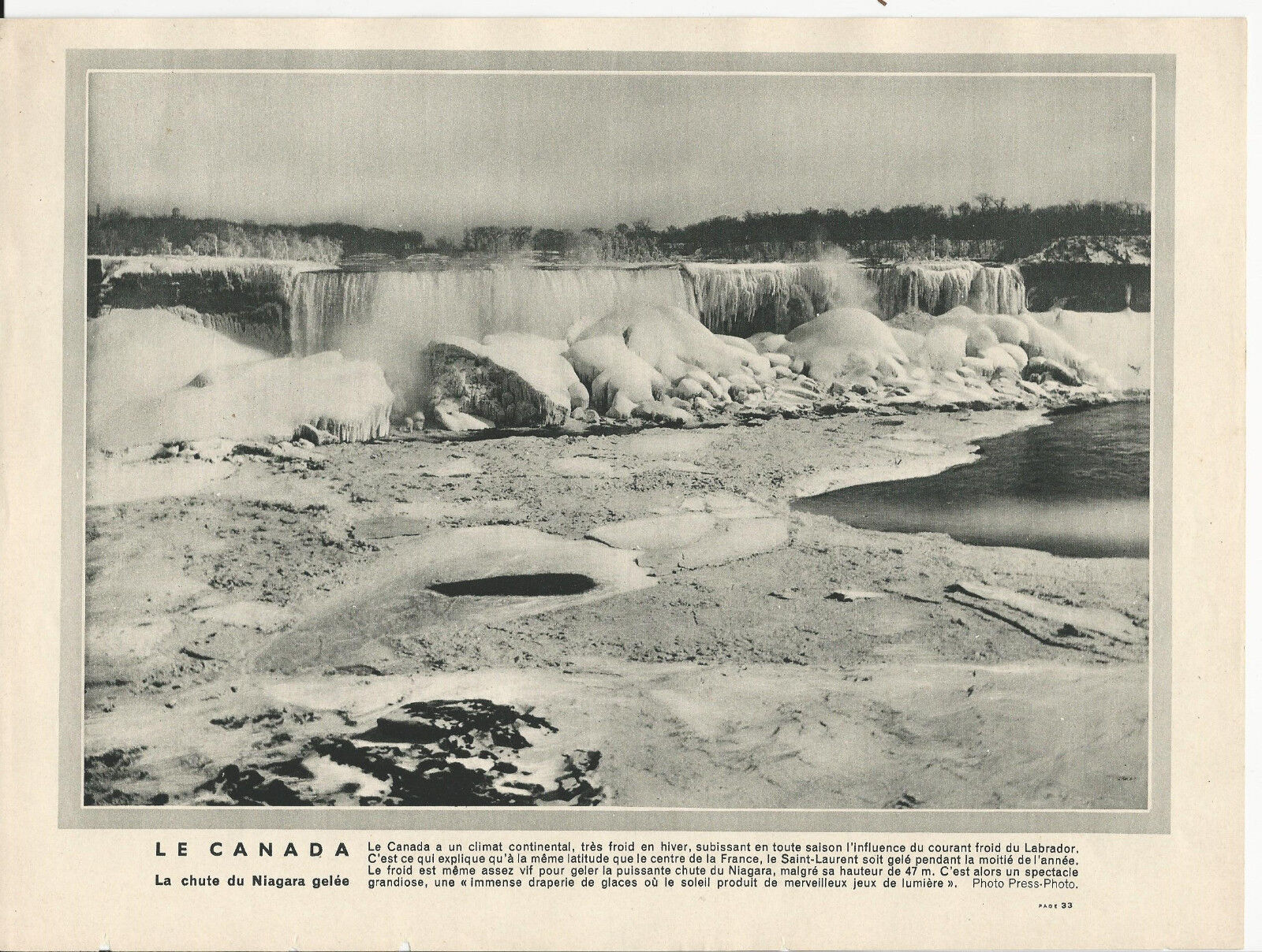 GRAVURE ANNEE 30 CANADA LA CHUTE DU NIAGARA GELEE 401285178087