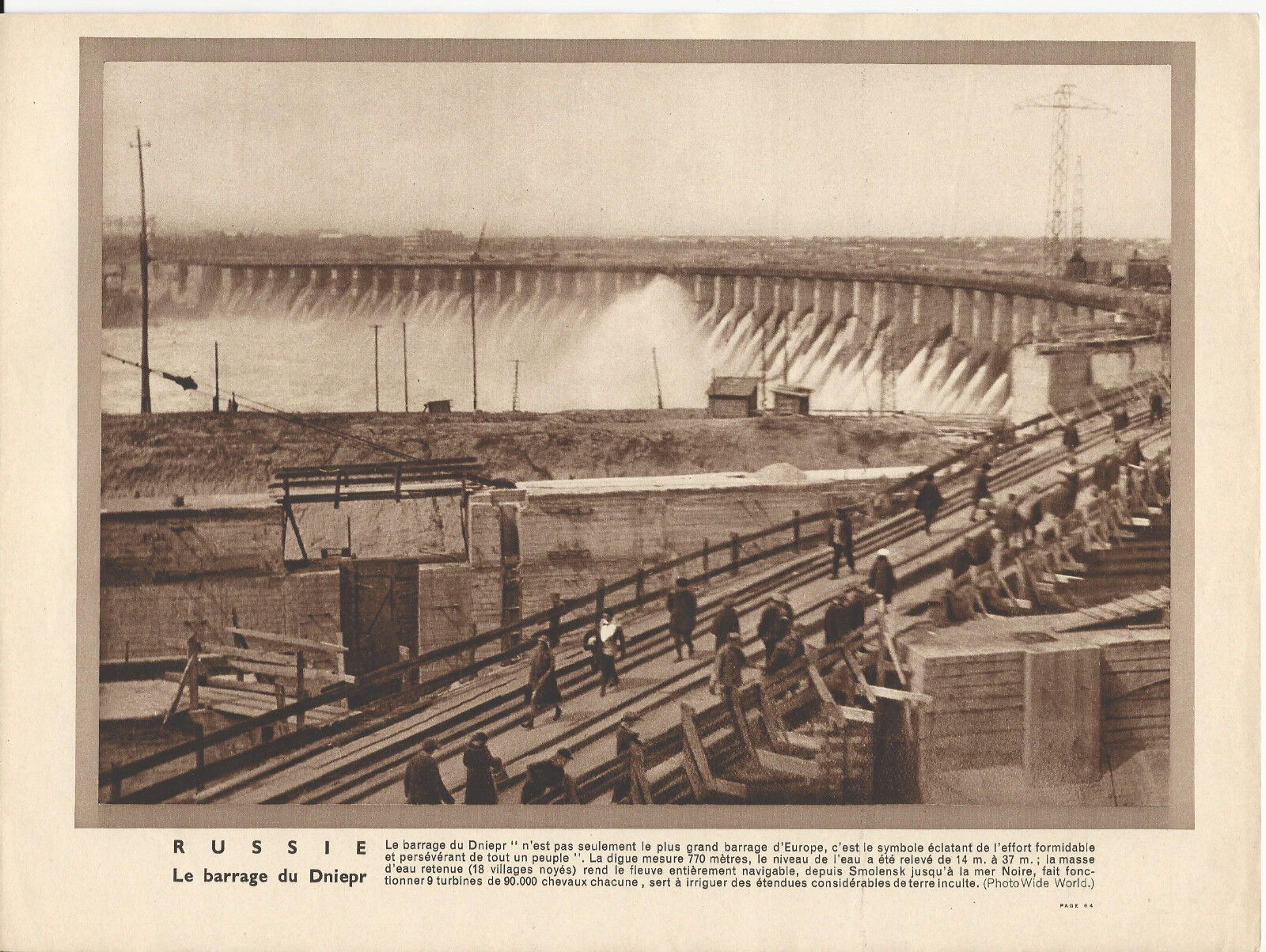 GRAVURE ANNEE 30 RUSSIE LE BARRAGE DU DNIEPR 122355680737