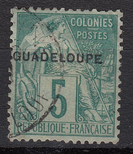 GUADELOUPE TIMBRE COLONIE FRANCE OBL N 17 SURCHARGE DECALE 121896374987