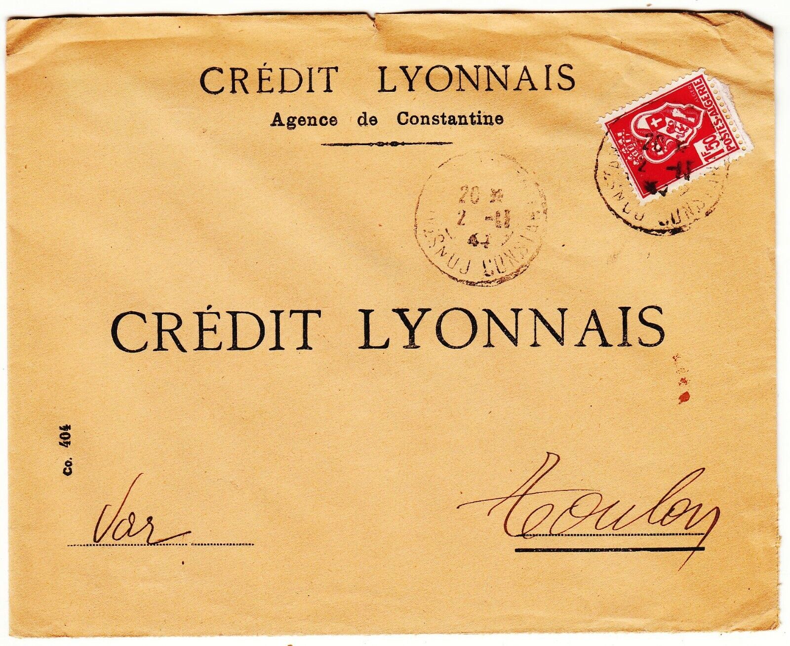 LETTRE ALGERIE CONSTANTINE TOULON CREDIT LYONNAIS 1947 401759806457