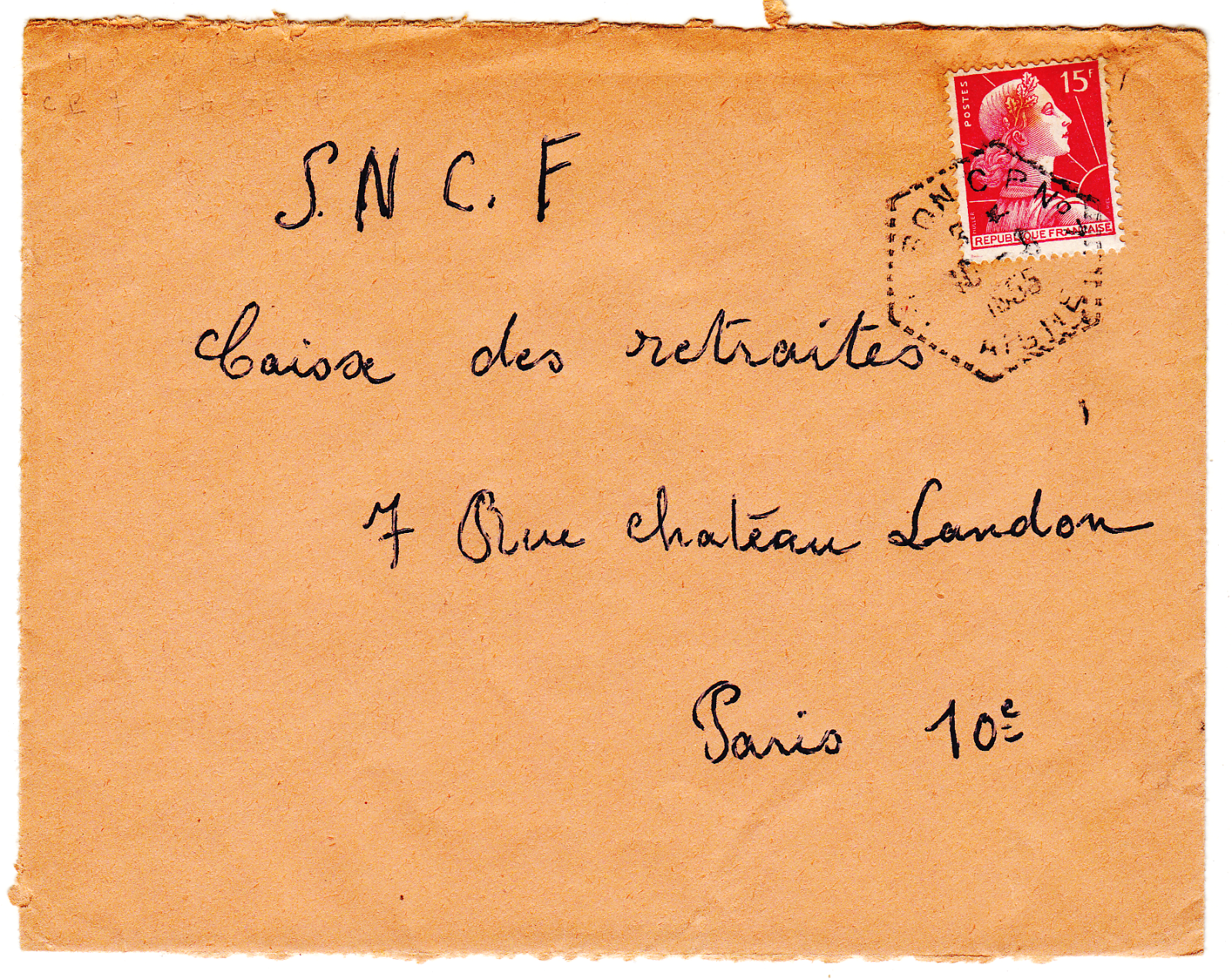 LETTRE HIRSON POUR PARIS 1955 CACHET OCTOGONALE HIRSON CP N3 402063966527