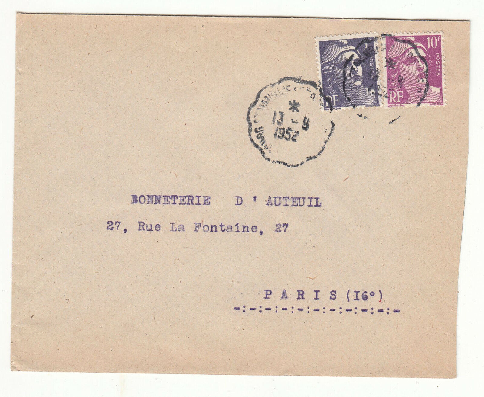 LETTRE JOVET A AIME SAVOIE POUR PARIS 1952 GANDON CACHET PERLE 123849432047