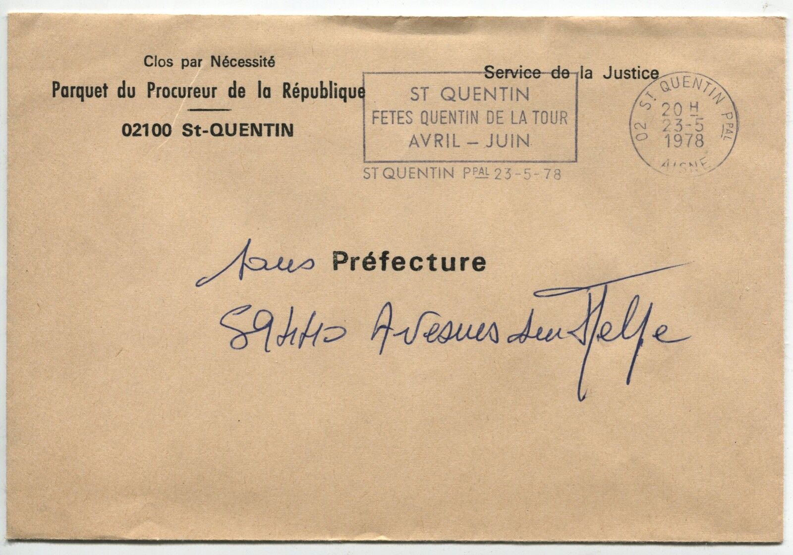 LETTRE PROCUREUR DE ST QUENTIN POUR AVESNES SUR HELPE 1978 FLAMME 110854907487