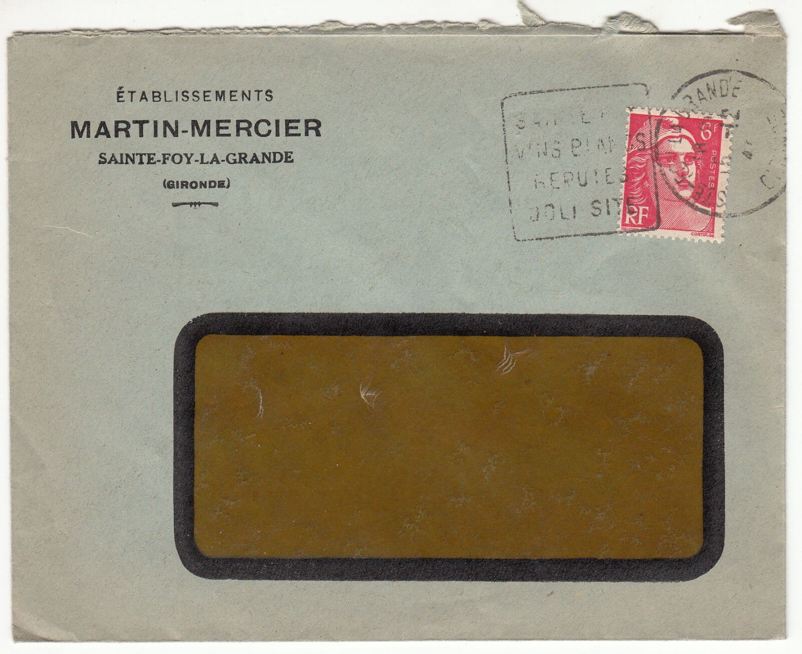 LETTRE PUBLICITAIRE MARTIN MERCIER SAINTE FOY LA GRANDE GIRONDE FLAMME SEMEUSE 122869642667