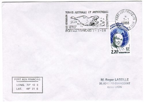 LETTRE TAFF PORT AUX FRANCAIS KERGUELEN A LAON 1988 110618865157