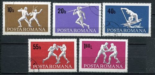 LOT DE 5 TIMBRES ROUMANIE THEMES SPORT 110622926997