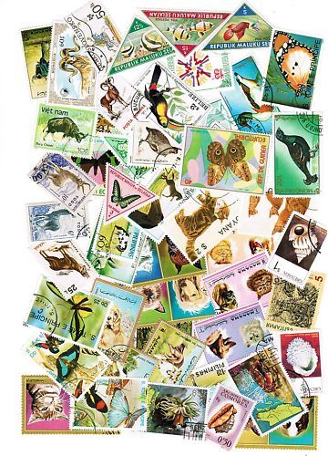 LOT DE 50 TIMBRES DIFFERENTS THEMES ANIMAUX 110647620447