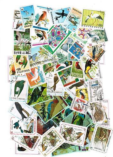 LOT DE 50 TIMBRES DIFFERENTS THEMES OISEAUX 110614495217