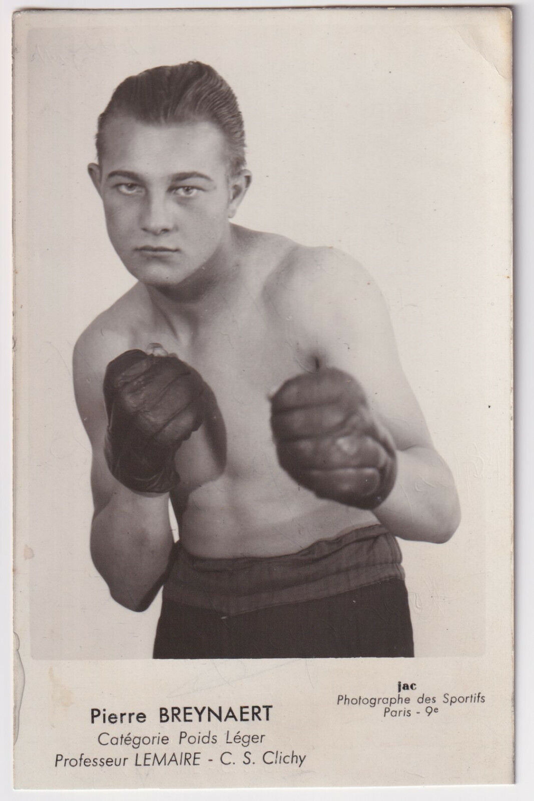 PHOTO ANCIENNE BOXEUR BOXE PIERRE BREYNAERT POIDS LEGER 124959846717