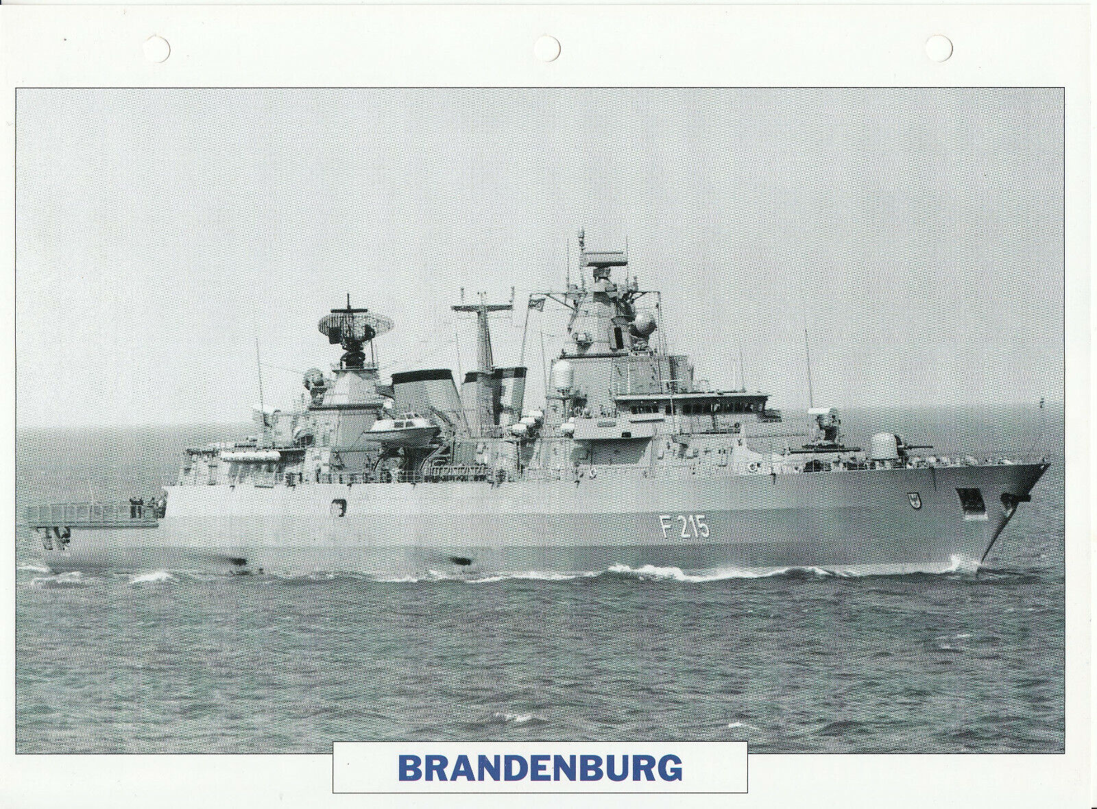 PHOTO BATEAU MILITAIRE FREGATE BRANDENBURG ALLEMAGNE 1992 123792999657