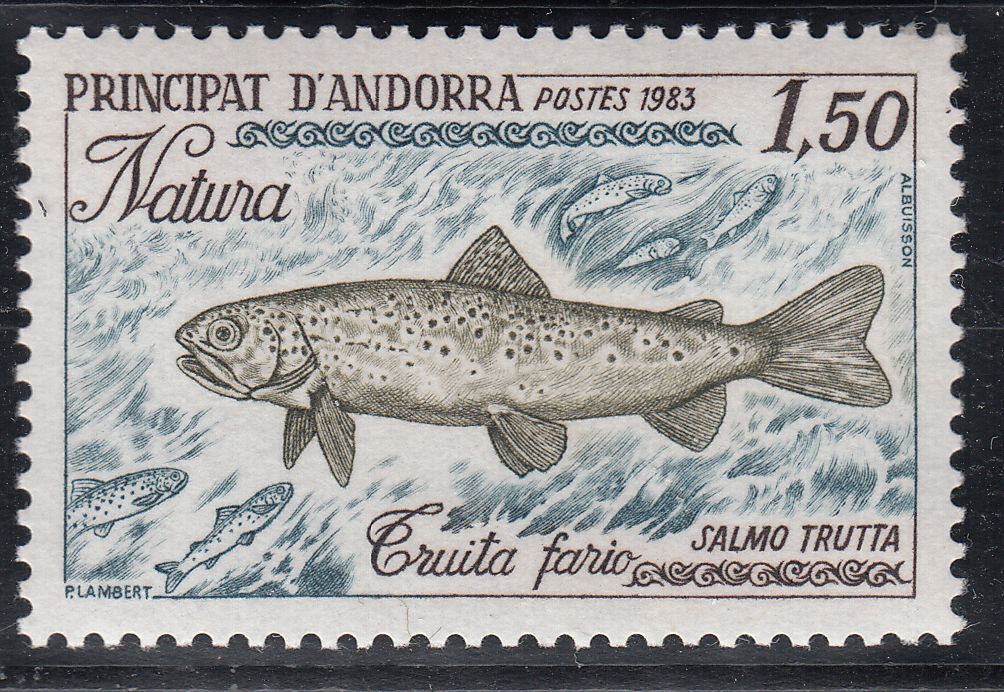 TIMBRE ANDORRE FRANCE NEUF N 312 POISSON TRUITE SALMO TRUTTA 401246243307