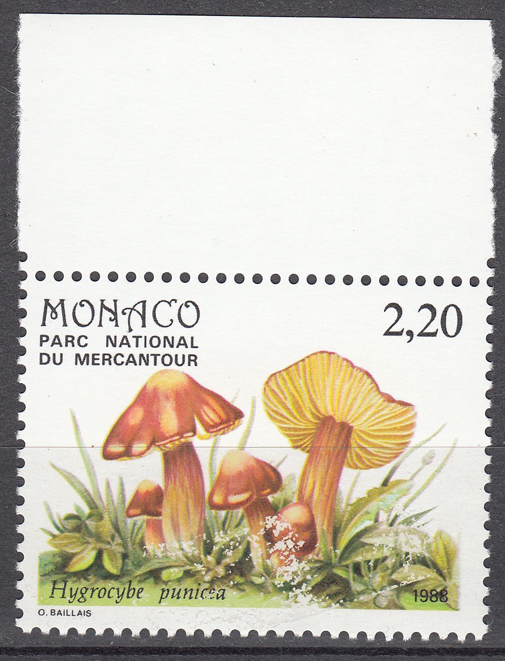 TIMBRE MONACO NEUF N 1629 FLORE CHAMPIGNON MERCANTOUR HYGROCYBE PUNICEA 401644530827