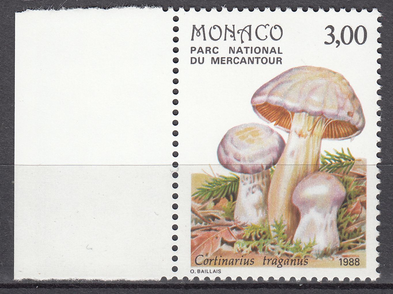 TIMBRE MONACO NEUF N 1632 FLORE CHAMPIGNON MERCANTOUR CORTINARIUS TRAGANUS 123510331957