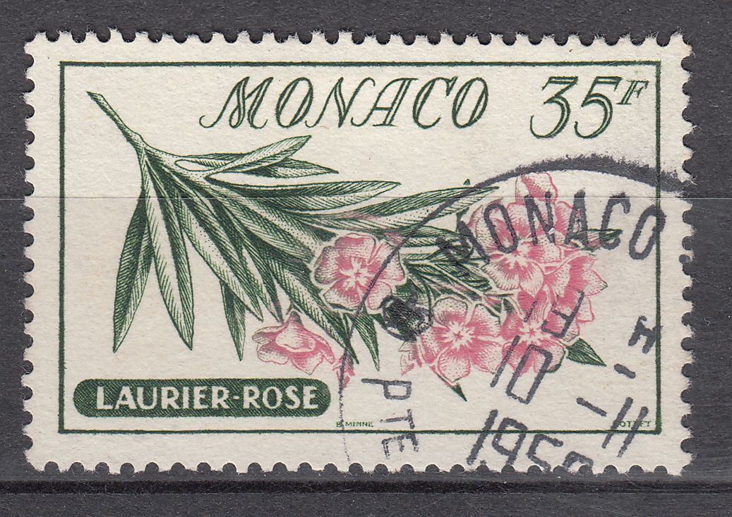 TIMBRE MONACO OBL N 519 FLEURS LAURIER ROSE 401635176457