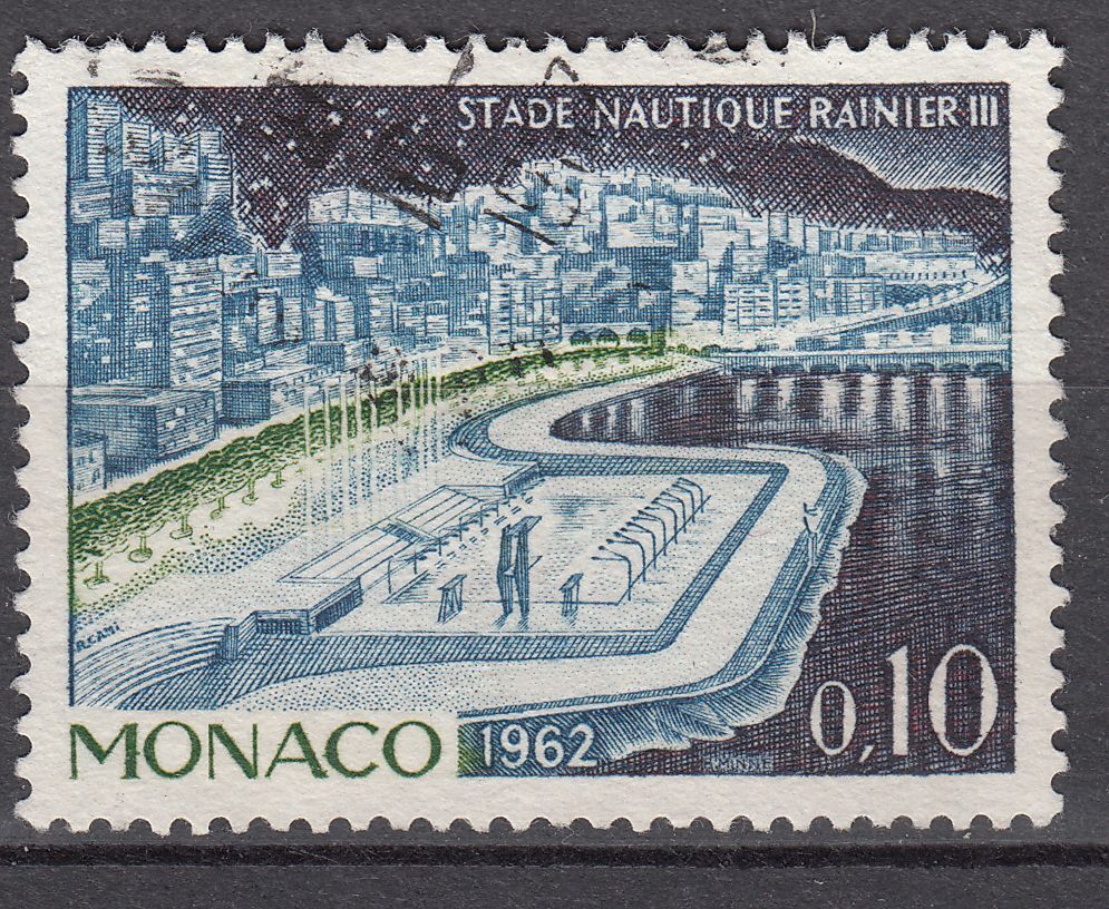 TIMBRE MONACO OBL N 539 A FAUNE ET FLORE STADE NAUTIQUE RAINIER III 401636574327