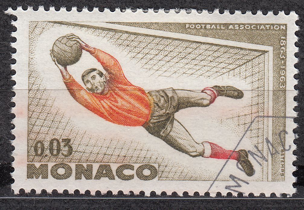 TIMBRE MONACO OBL N 622 CENTENAIRE DU FOOTBALL GARDIEN DE BUT 401527677607