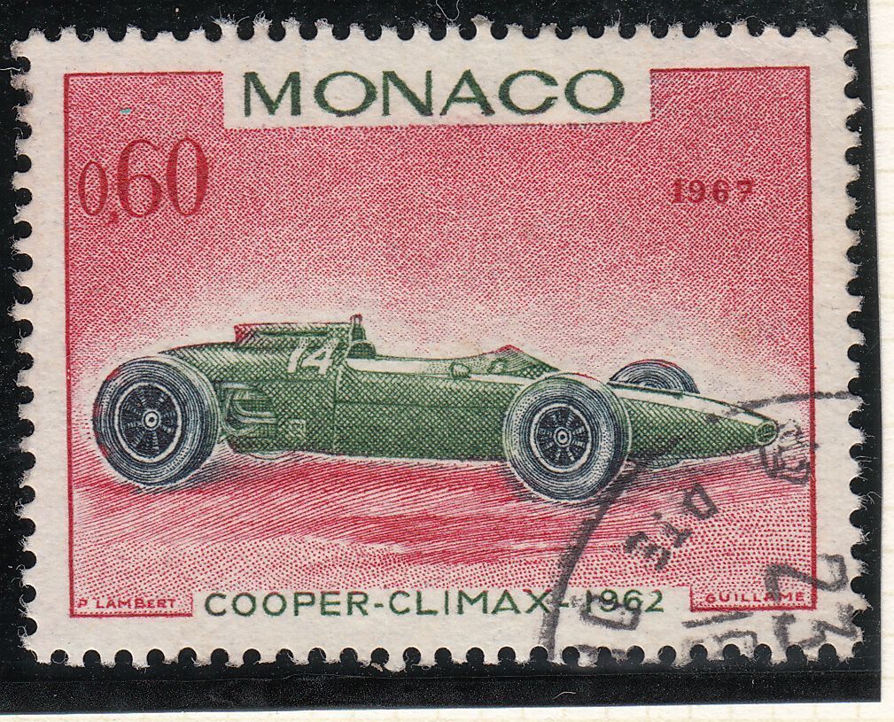 TIMBRE MONACO OBL N 718 VOITURE DE VAINQUEURS GRAND PRIX COOPER CLIMAX 1962 401558303497