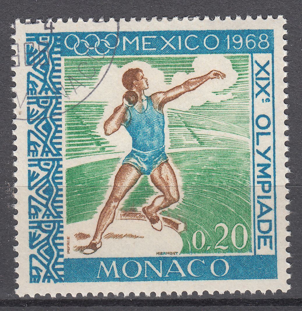 TIMBRE MONACO OBL N 736 jeux olympique de mexico poids 401567707637