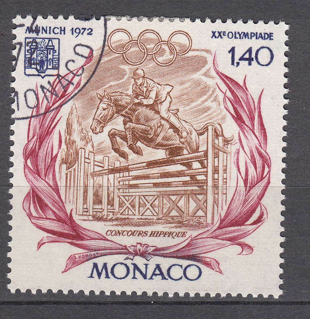 TIMBRE MONACO OBL N 893 XX OLYMPIADE DE MUNICH SAUT D UNE STATIONATA 401588781067