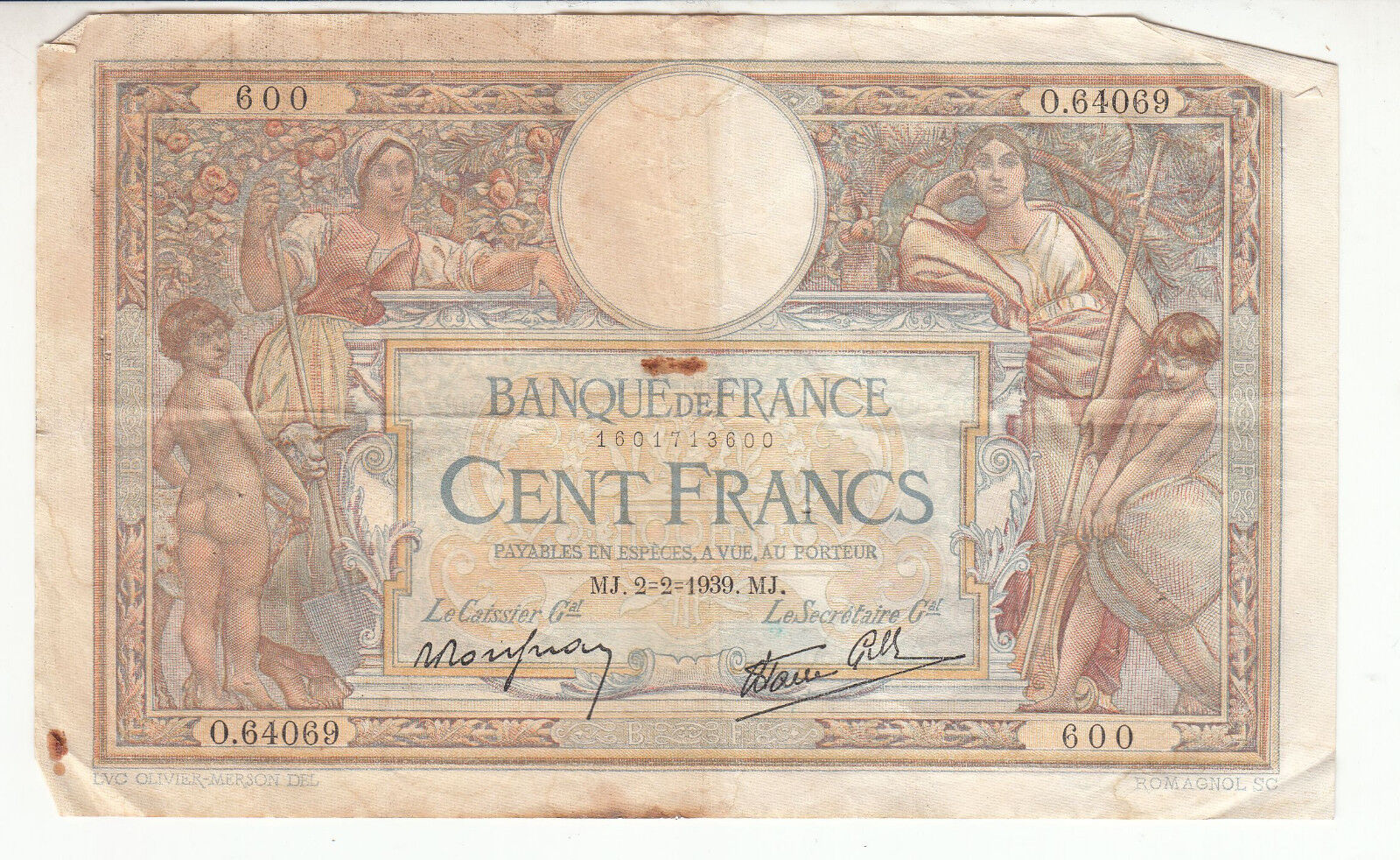 BILLET FRANCE 100 FRANCS MERSON 2 2 1939 MJ 401297861358