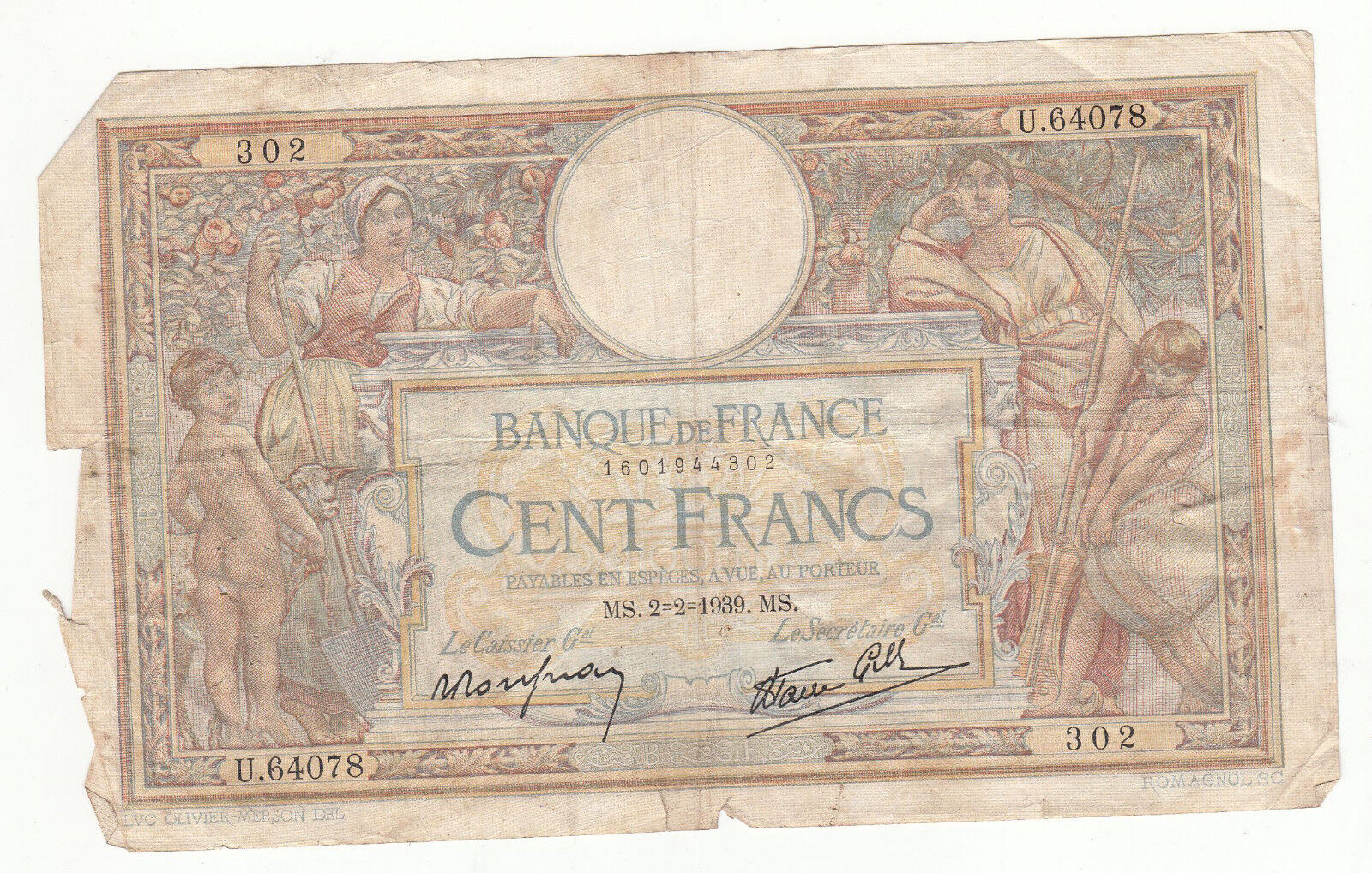 BILLET FRANCE 100 FRANCS MERSON 2 2 1939 MS 122386874998