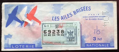 BILLET LOTERIE AILES BRISEES TIMBRE BLASONS 120687025218