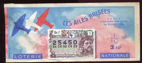 BILLET LOTERIE AILES BRISEES TIMBRE PAUL GAUGIN 110651108938