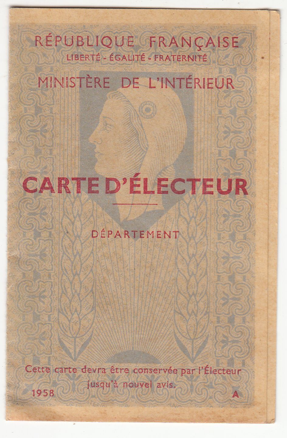 CARTE D ELECTEUR SOLLIES PONT VAR 1958 122030669808