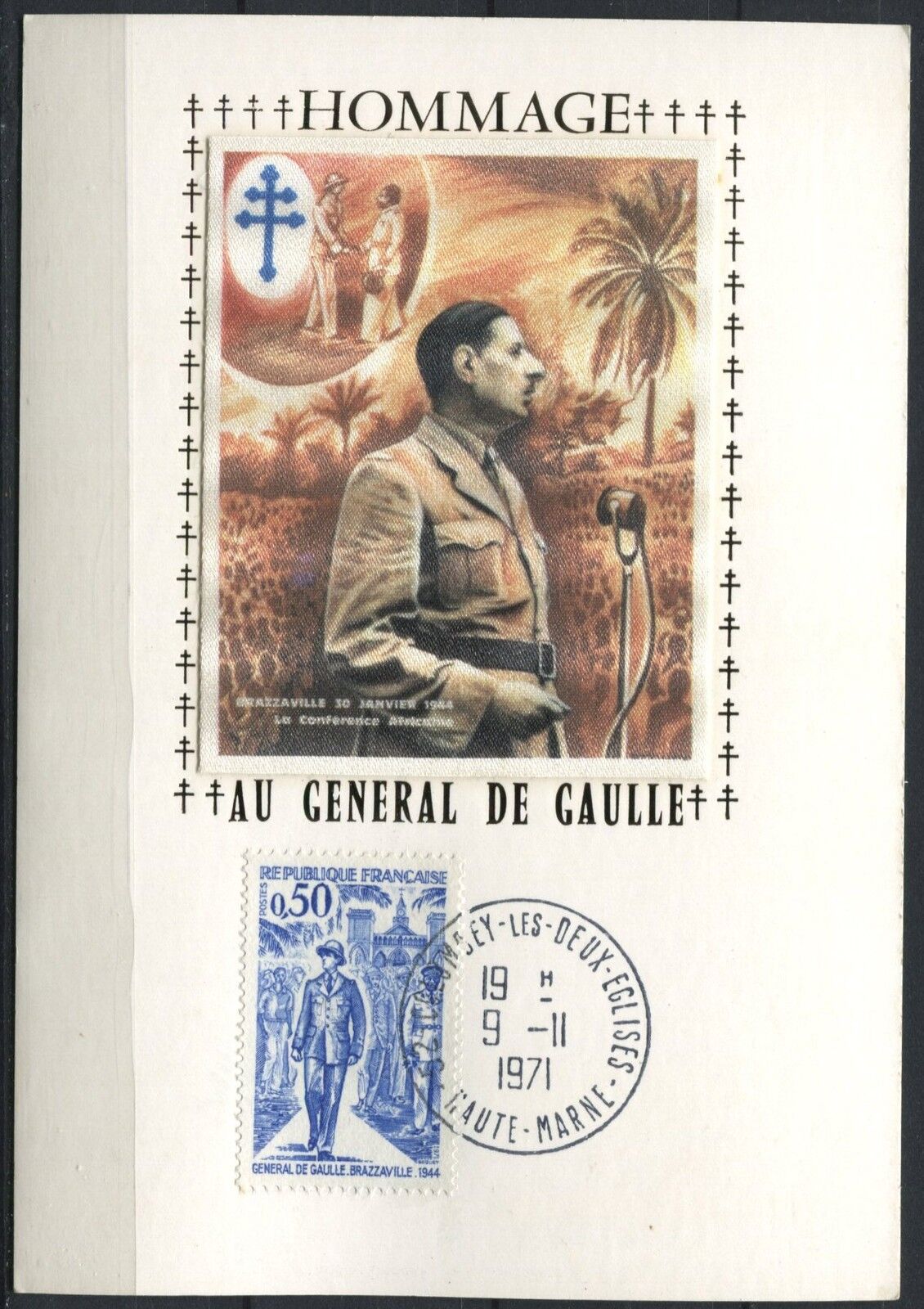 CARTE FDC PREMIER JOUR 9111971 HOMMAGE AU GENERAL DE GAULLE 110846223438